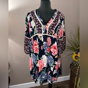 Umgee • Floral Bell Sleeve Boho Mini Dress